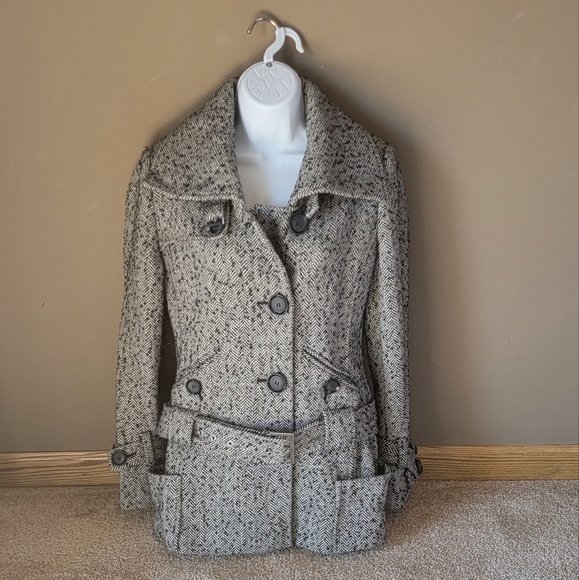 MODA International Black & White Wool Dressy Button Up Jacket Size Small - Picture 1 of 11